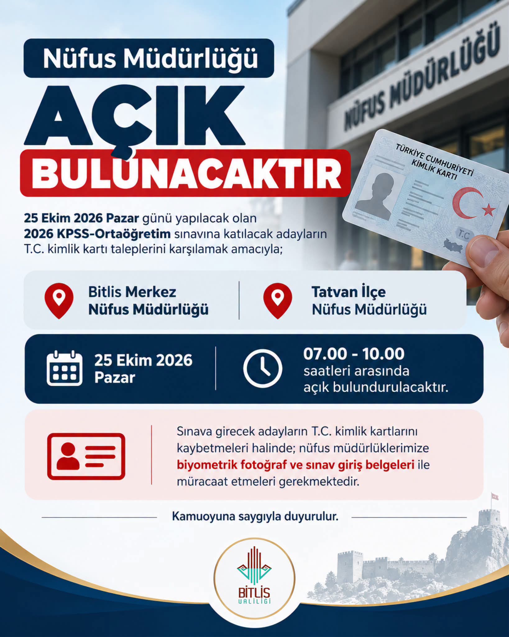 Bitlis Valiliği KPSS duyurusu