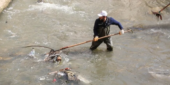Bitlis Belediyesi tarafından dere temizliği çalışmaları devam ediyor