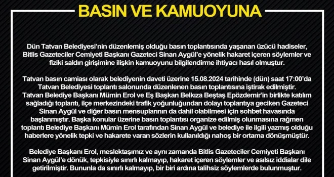 Bitlis Gazeteciler Cemiyeti’nin Basın Açıklaması