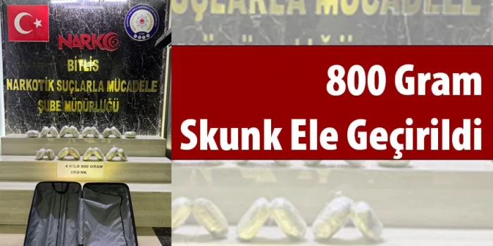 Bitlis’te Yolcu Otobüsünde 4 Kilo 800 Gram Skunk Ele Geçirildi