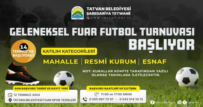 Tatvan Belediyesi Geleneksel Futbol Turnuvası 14 Temmuz'da Başlıyor